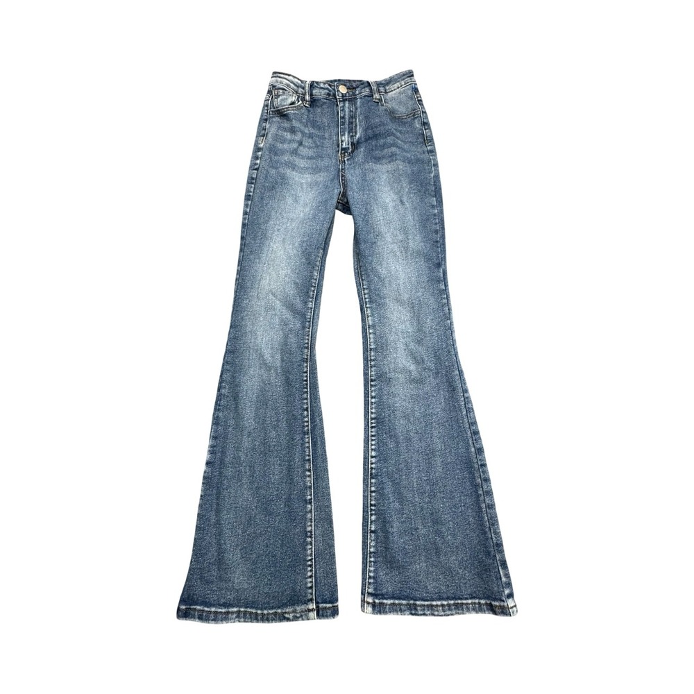 SHEIN Jeans Girls‎ 12-13Y Blue Flare Bell Bottom High Rise Stretch Denim